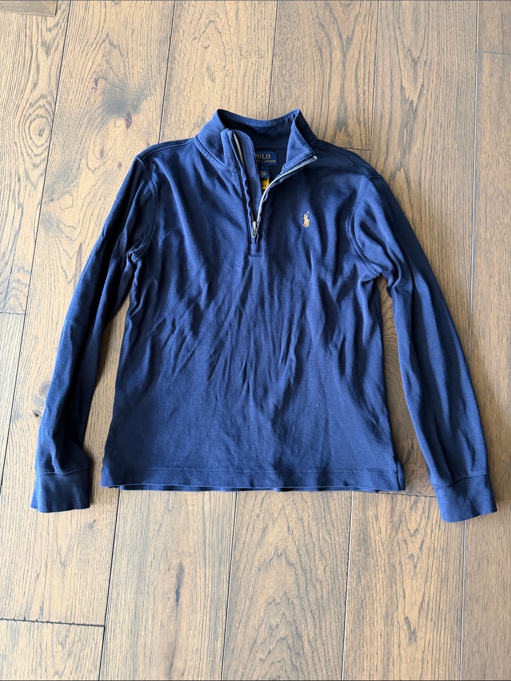 Polo by Ralph Lauren Boys Navy Quarter-Zip Pullover Sz 7